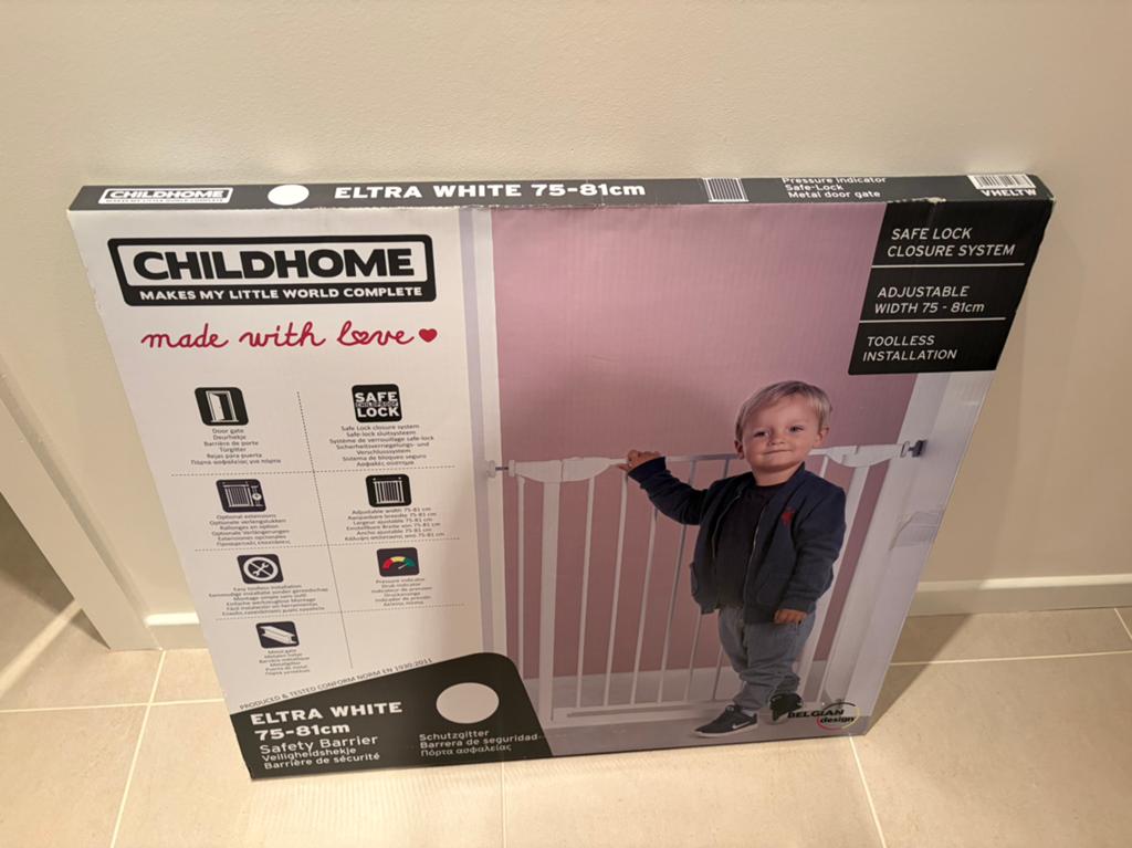 GLOEDNIEUW: Childhome Eltra Deurhekje / Traphekje (75-81 cm), Kinderen en Baby's, Traphekjes, Nieuw, Klemhekje, Aluminium, Ophalen