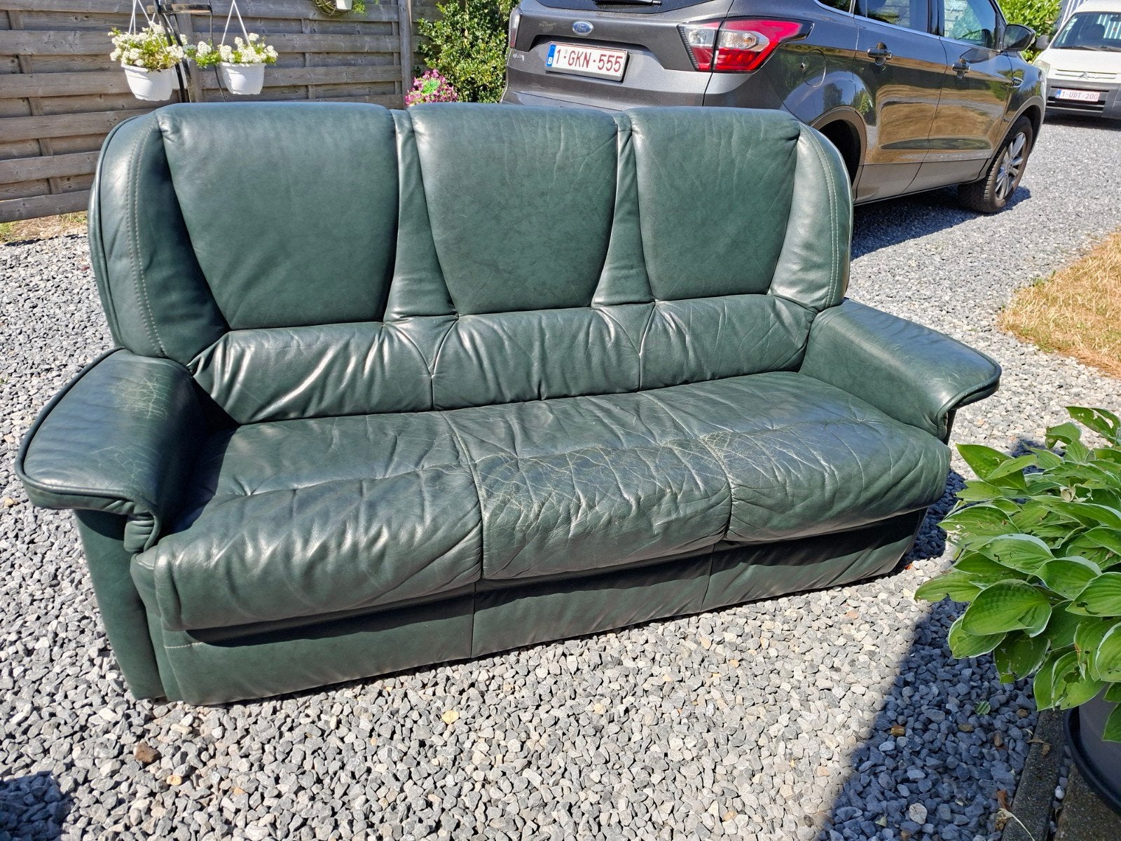 groene leren zetel gratis ophalen, Huis en Inrichting, Ophalen