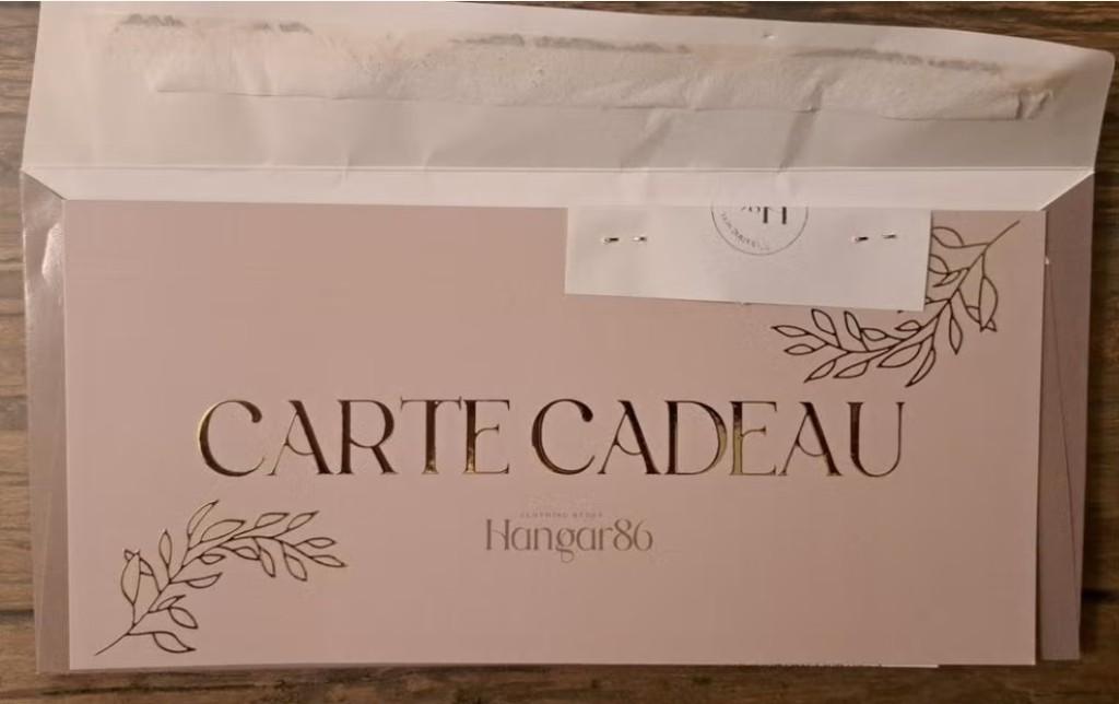 Carte cadeau Hangar 86 . Valeur 100 euros.
