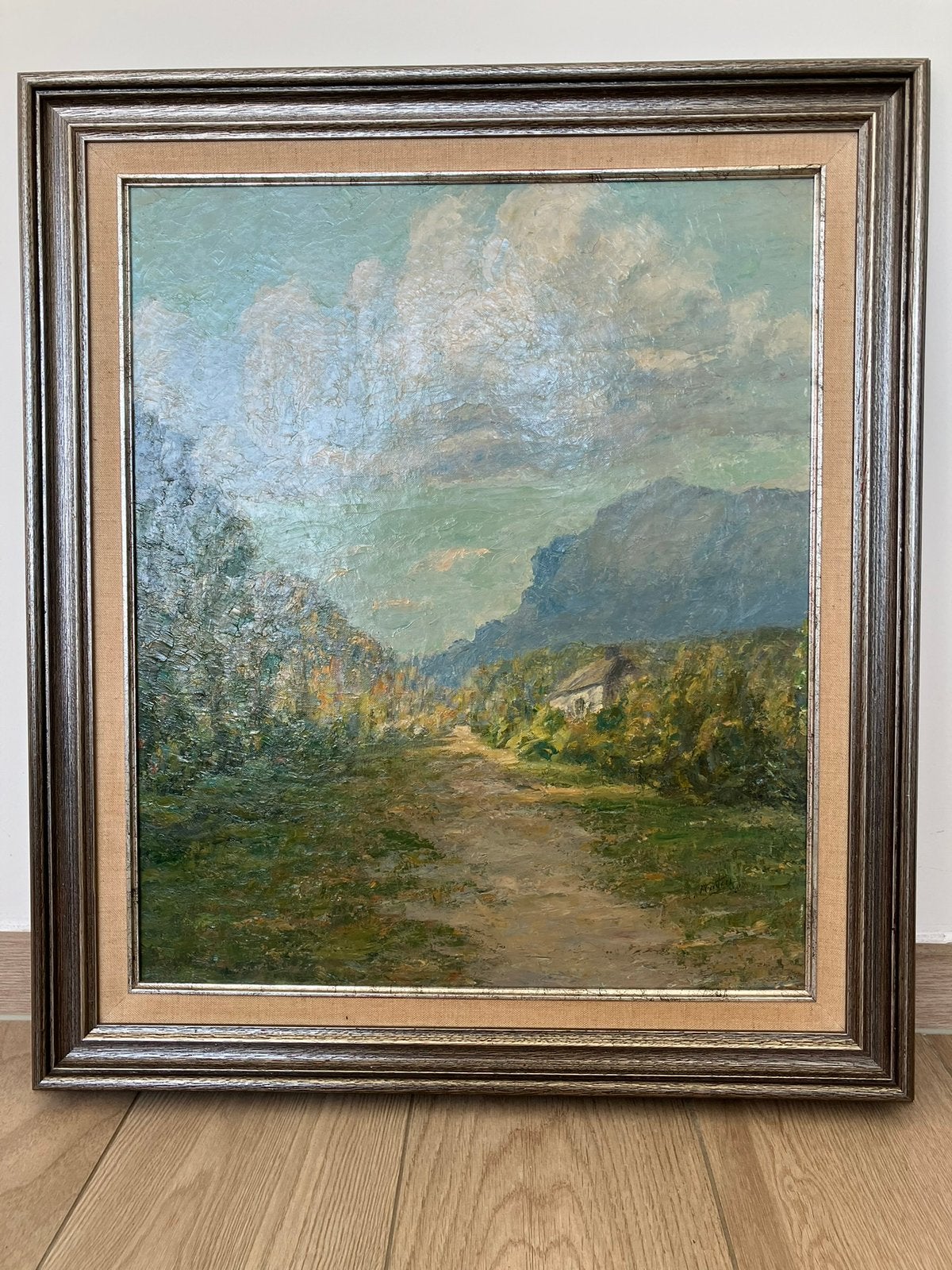 schilderij impressionisme, schilder moeilijk leesbaar, Antiek en Kunst, Ophalen, Doek, Impressionistisch, Gesigneerd