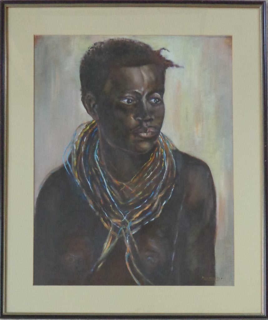 M. DE MEESTER / AFRIKAANSE VROUW / OLIEVERF / 77x65cm KADER, Portrait ou Personnes, Peinture à l'huile, Panneau, Œuvre originale