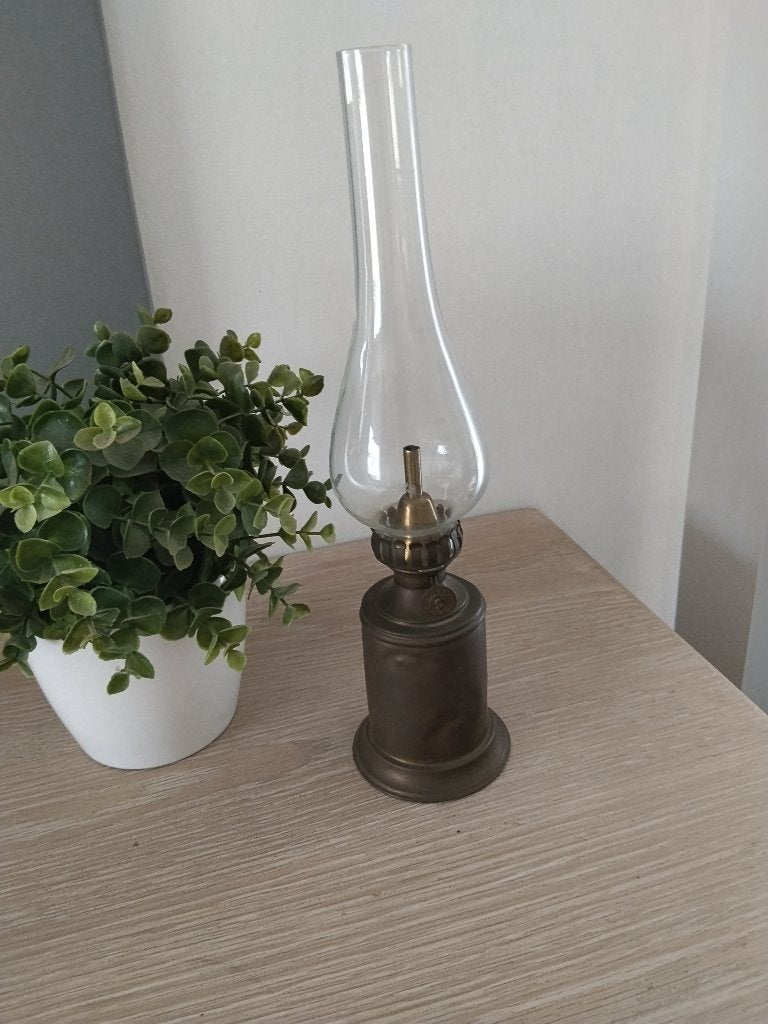 vintage koperen Petroleum lamp, Antiquités & Art, Antiquités | Bronze & Cuivre, Enlèvement ou Envoi, Cuivre