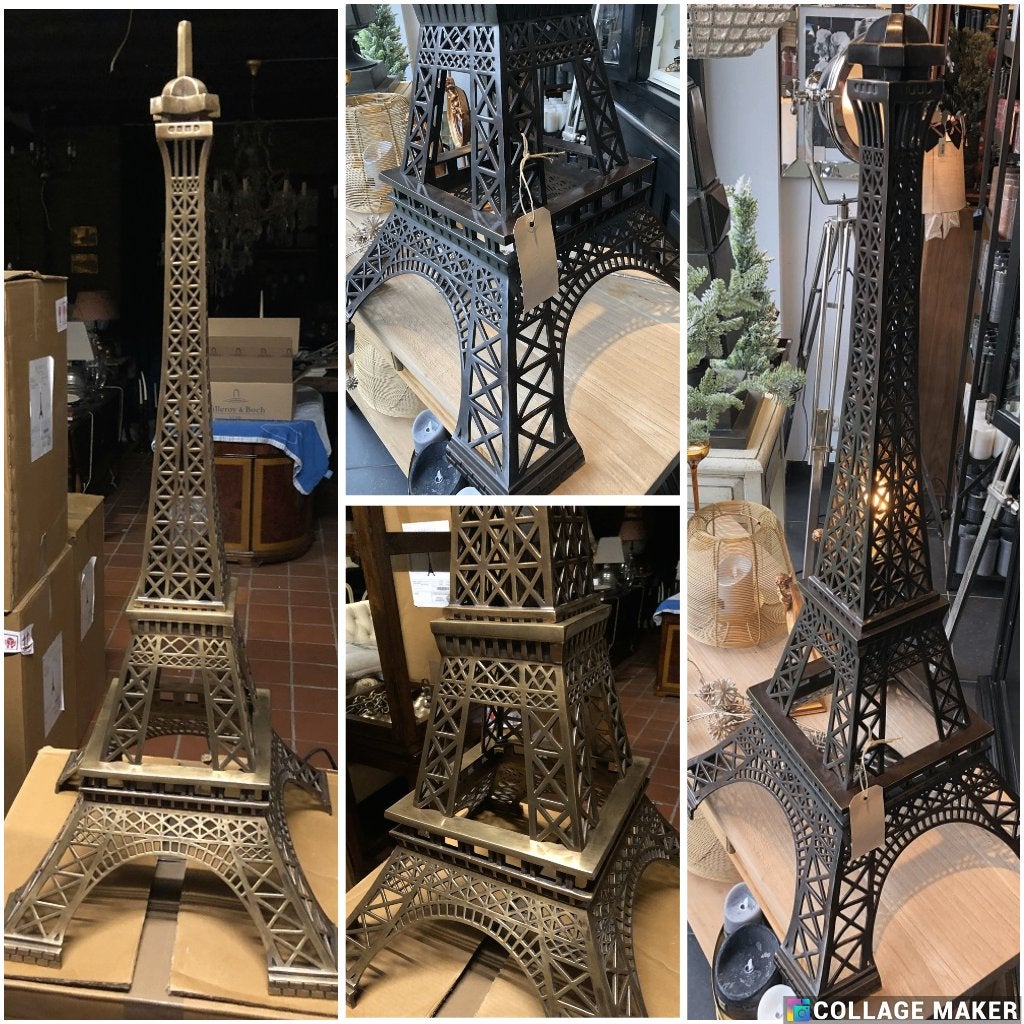 Tafellamp Eichholtz Eiffel in brons antiek koper Eiffeltoren, Enlèvement ou Envoi