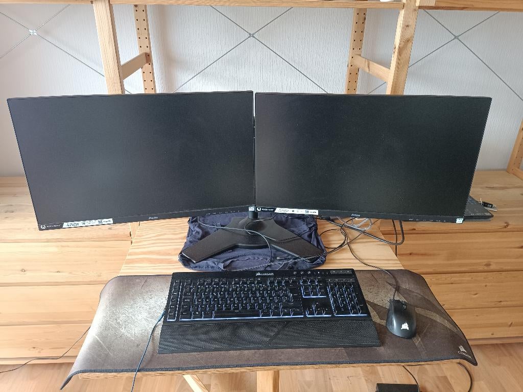 Deux Ecrans IIyama + Pied + Clavier Azerty & Souris Corsair, Gaming, Iiyama, DisplayPort, 1 à 2 ms