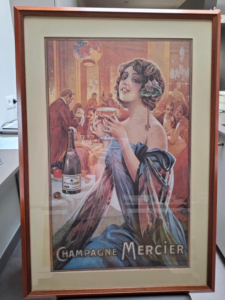 Vintage poster encadré Champagne Mercier, Verzamelen, Ophalen