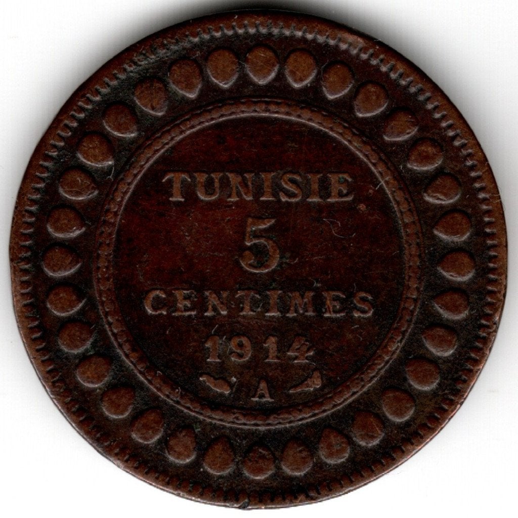 Tunesië : 5 Centimes 1914 KM#235 Ref 16782, Ophalen of Verzenden, Overige landen, Losse munt