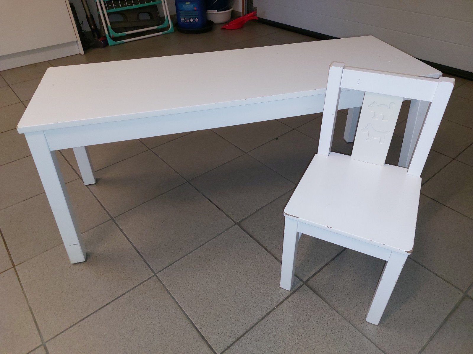 Bankje/tafeltje Ikea + kinderstoel ikea, Kinderen en Baby's, Kinderkamer | Tafels en Stoelen, Ophalen