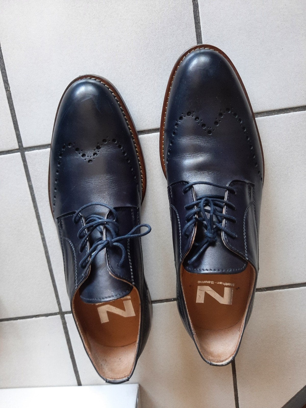 Chaussures en cuir pour homme taille 42 bleu foncé, Enlèvement, Bleu