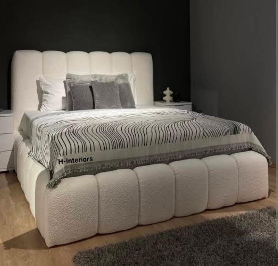 Luxury Teddystof Tweepersoonsbed 160x200 180x200 met Matras, Neuf, Enlèvement ou Envoi, Beige, 200 cm