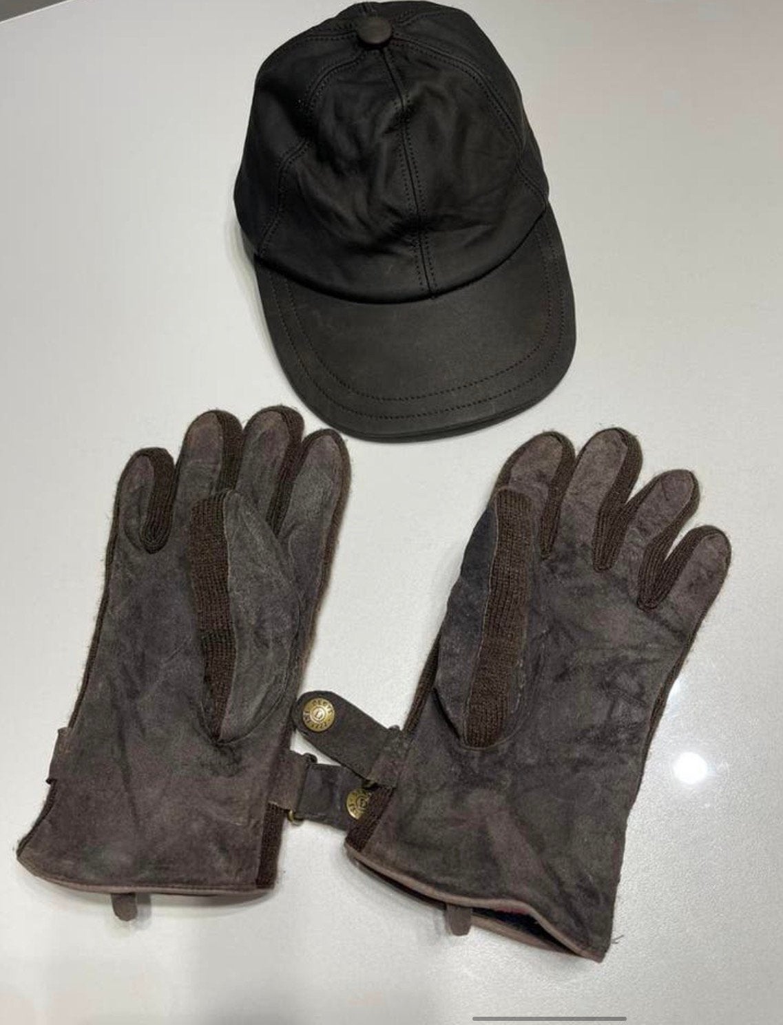 Lederen Herenpet & Bijpassende Handschoenen (Oakland), Ophalen of Verzenden, Zo goed als nieuw, Handschoenen