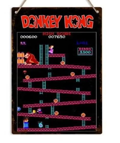 Vintage metalen bordje Donkey Kong (30x20cm), Ophalen of Verzenden, Nieuw