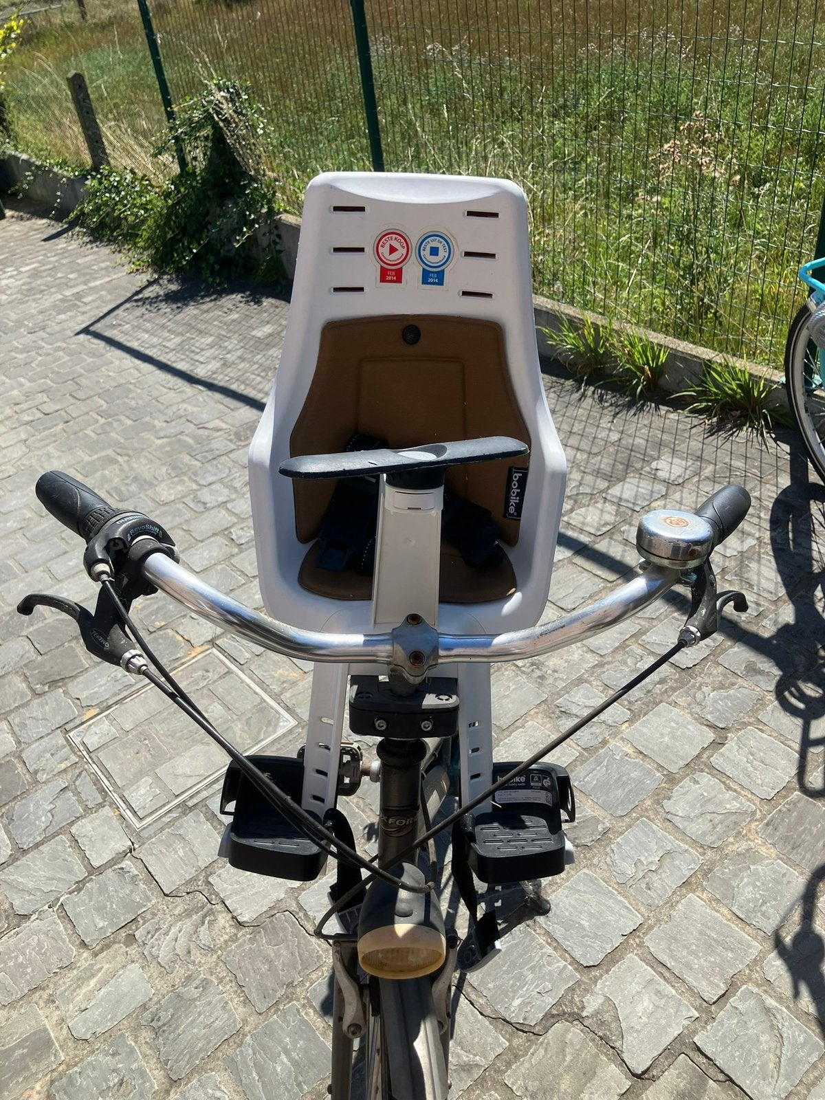 Bobike Exclusive Mini fietsstoeltje vooraan bruin/wit, Ophalen, Zo goed als nieuw