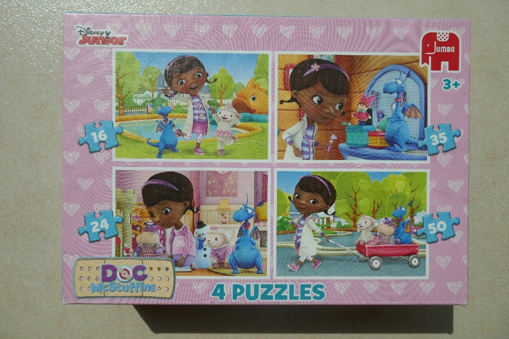 Puzzel Disney Junior 4 puzzels van 16 / 24 / 35 / 50 stuks, Enlèvement, 10 à 50 pièces, Comme neuf, 2 à 4 ans