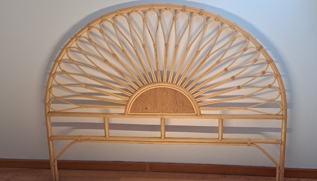 Tête de lit en rotin en forme de fleur/soleil, modèle Tio, Huis en Inrichting, Slaapkamer | Bedden, Ophalen, Bohème, exotique, vintage