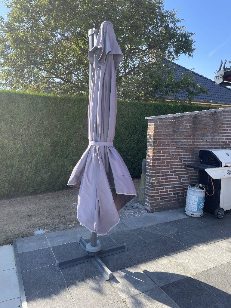 zweef parasol 3x3 meter, Tuin en Terras, Ophalen, Kantelbaar, 2 tot 3 meter, Zweefparasol