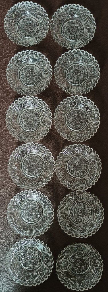 12 vintage glazen onderzetters, Ophalen