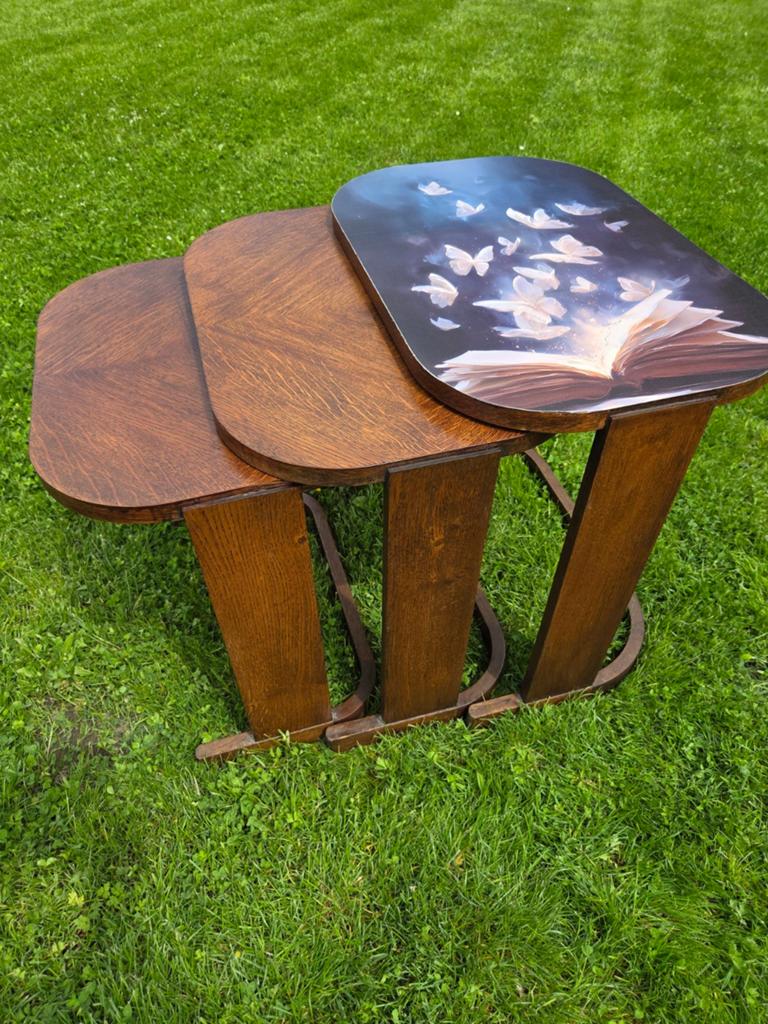 3 Superbes tables gigognes art déco/ De Coene atelier, Enlèvement