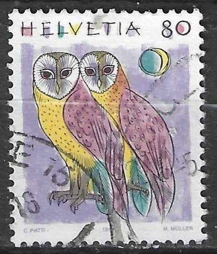 Suisse 1991 - Yvert 1365 - Animaux - Hiboux (ST), Envoi, Affranchi