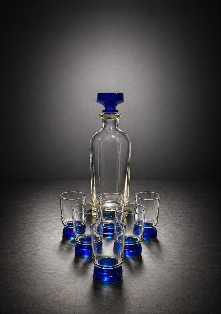 Vintage likeurset, een karaf en zes glazen, Ophalen of Verzenden