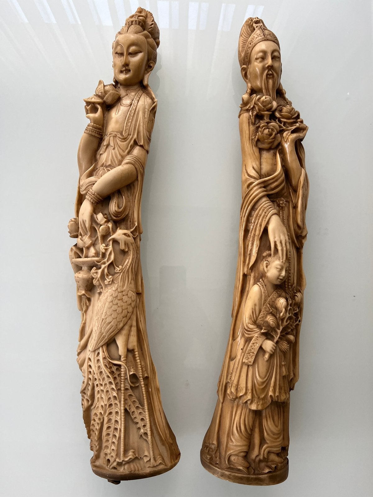 Paar Aziatische beelden, Antiek en Kunst, Ophalen of Verzenden, Hout, Beeld, Zwart