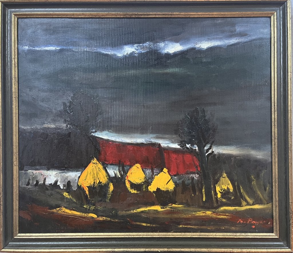 Landschap Gaby De Pauw, Ophalen, Doek, Expressionistisch, Gesigneerd