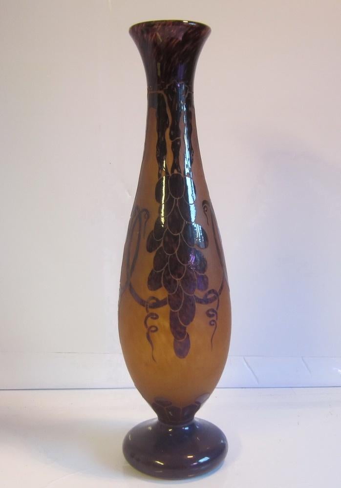 Antieke Le Verre Français vaas Ch. Schneider druif ca 1920, Verzenden