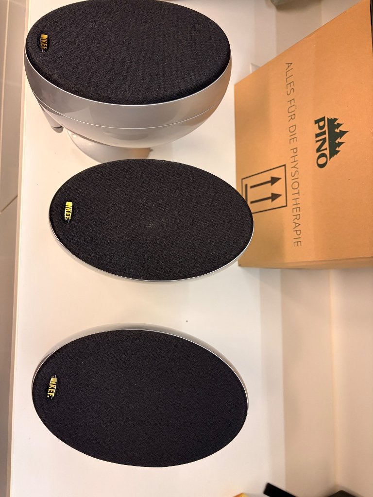 KEF egg speakers, Audio, Tv en Foto, Luidsprekerboxen, Ophalen, Zo goed als nieuw, KEF