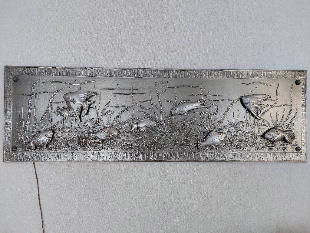 Muurdecoratie, Ophalen, Metaal, Met verlichting, Zilver