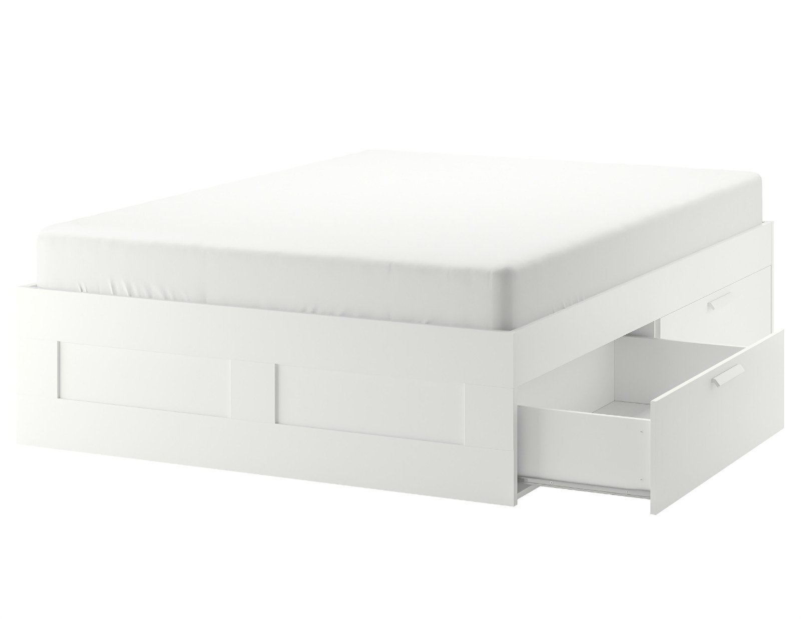 Ikea Brimnes cadre de lit 140x200, 4 grands tiroirs blanc, Maison & Meubles, Blanc