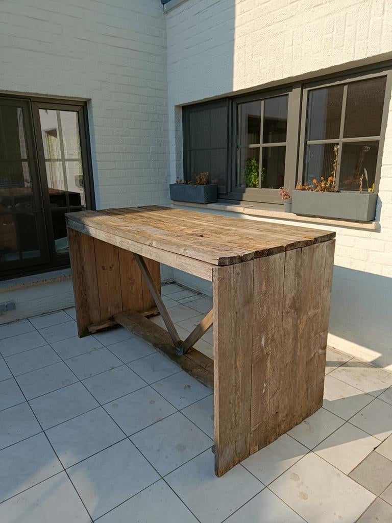 Steigerhouten tuintafel - 180x80x105 cm (hoge bartafel), Tuin en Terras, Tuintafels, Hout, Ophalen
