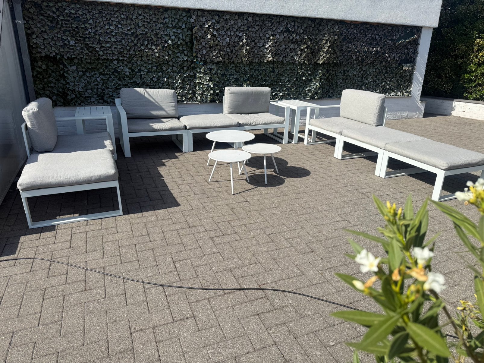 Tuinset 8 zetels ,8 personen, bijzettafels …, Ophalen, Zo goed als nieuw, Tuinset