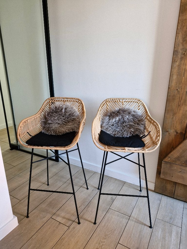 Set van 2 rotan barkrukken – incl. kussens, Ophalen, Gebruikt, Twee, Overige kleuren