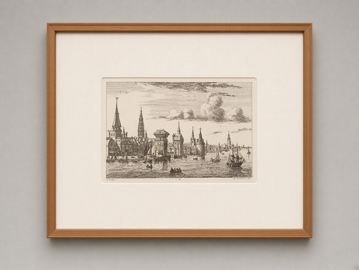 Jan Theodore Jozef Linnig - Redezicht, Antiek en Kunst, Kunst | Etsen en Gravures, Ophalen of Verzenden, Gravure