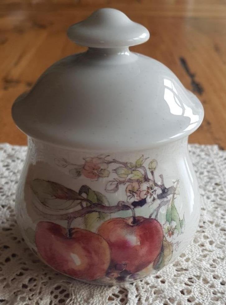 Vintage marmelade / jam potje met appels, Royal Schwabap, Maison & Meubles, Cuisine | Vaisselle, -, Utilisé, Autres types, Autres styles