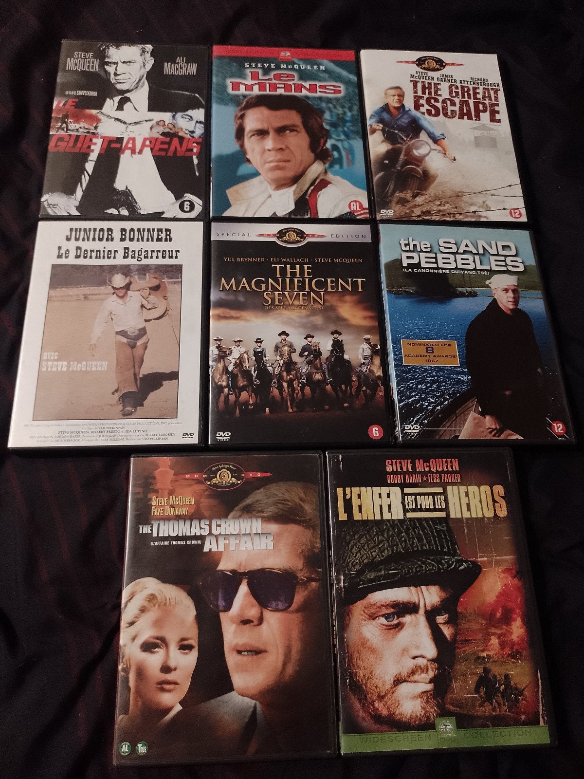 Te koop op dvd-lijst evoluerende Steve Mc Queen-films, Cd's en Dvd's, Dvd's | Actie, Zo goed als nieuw, Actie, Inclusief boekje