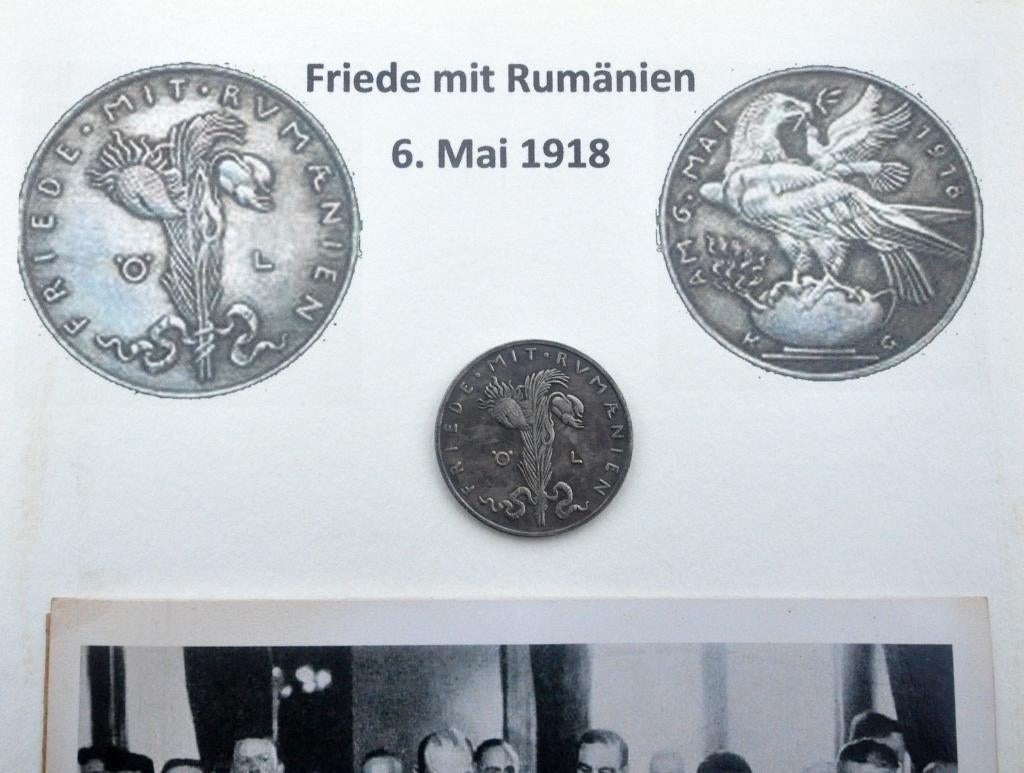 Pièce « Paix avec la Roumanie » 6.5.18 + photos, Collections, Objets militaires | Général, Envoi, Armée de terre, Emblème ou Badge