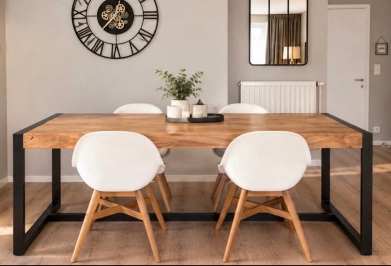Table à manger bois massif (200 x 100), Maison & Meubles, Enlèvement, Comme neuf, Métal