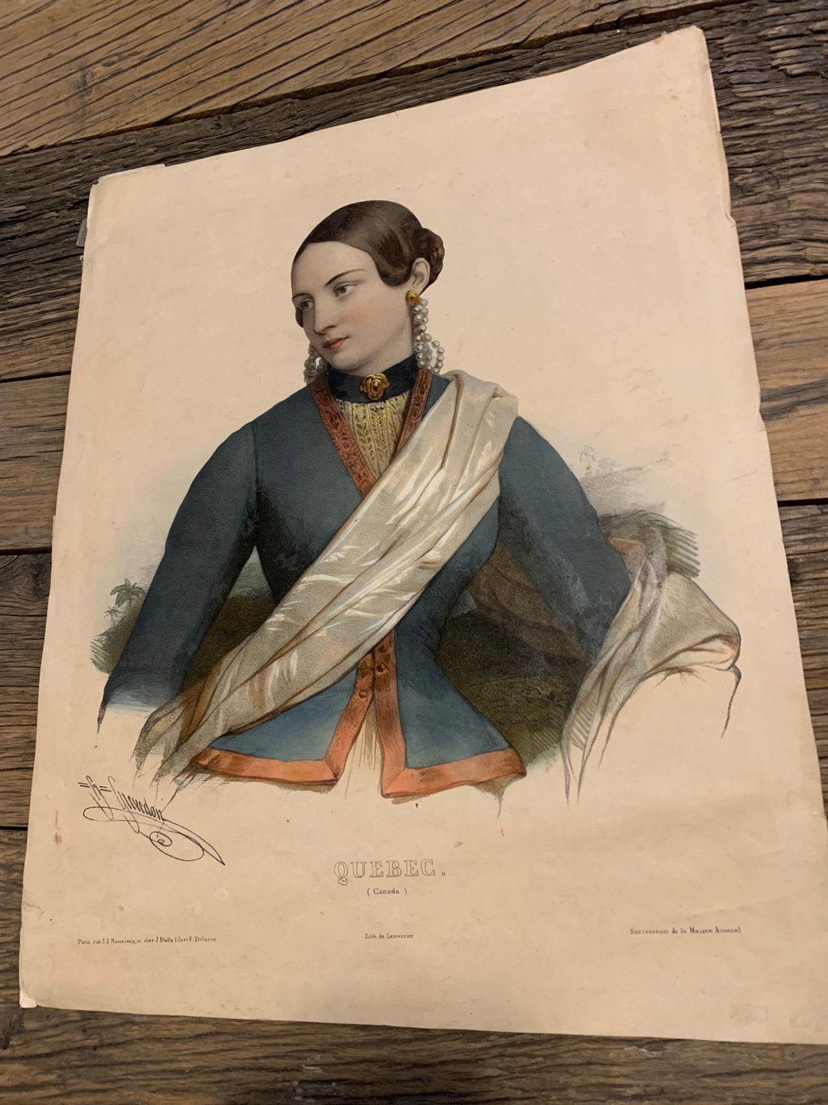 Lithographie ancienne Québec Lith. de Lemercier (vers 1850), Enlèvement ou Envoi
