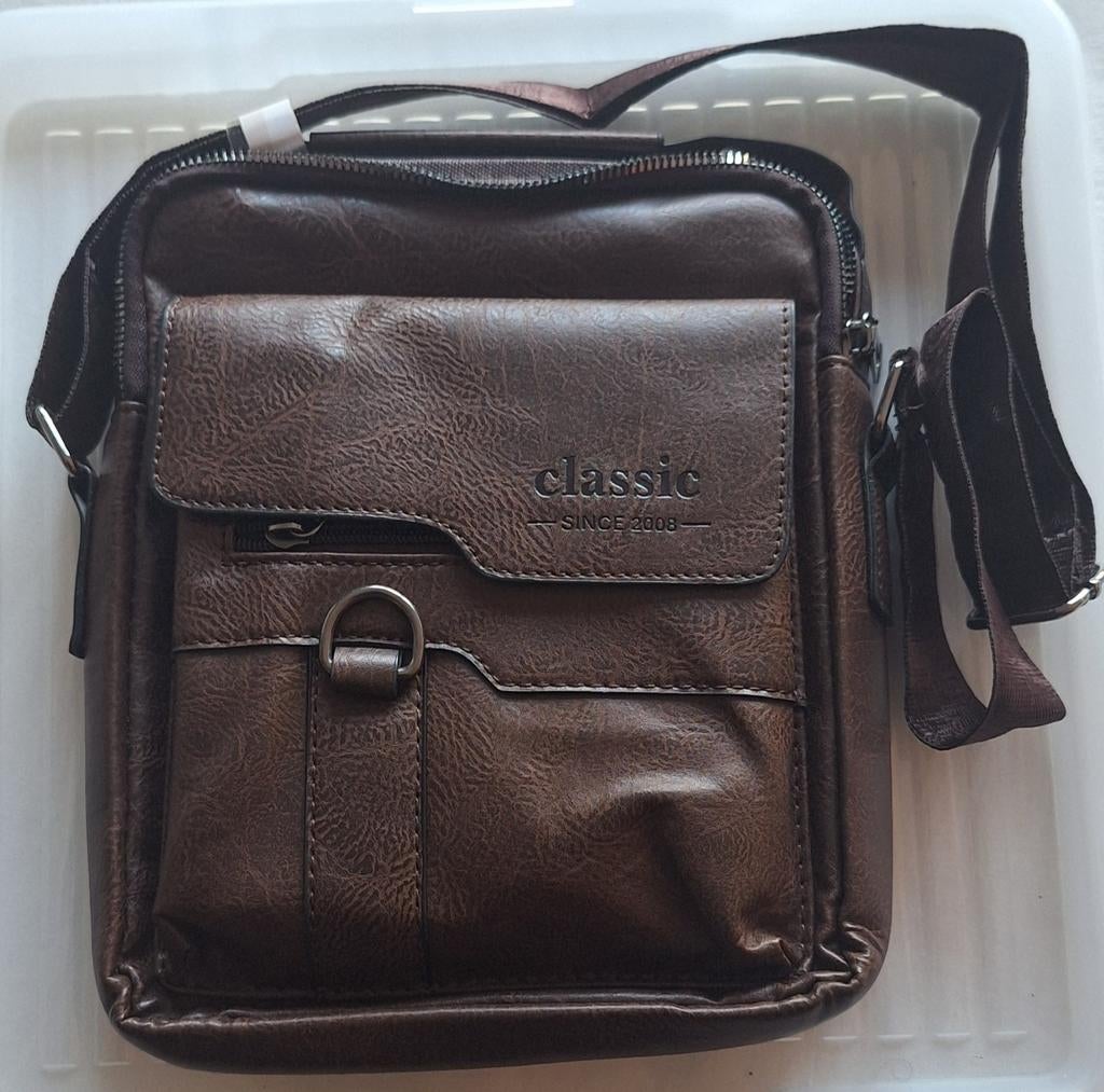 Nieuwe Heren Schoudertas / Messenger Bag – Donkerbru, Ophalen, Leer