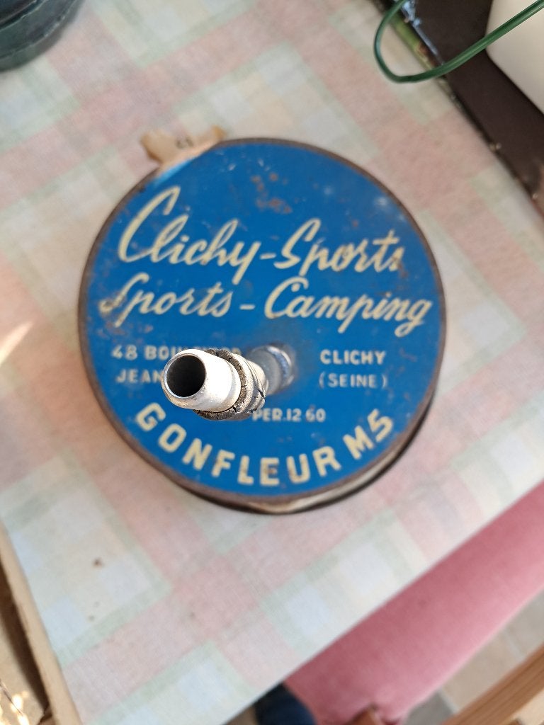 Retro franse hand-voetblaasbalg om luchtmatras op te pompen, Ophalen of Verzenden, Overige typen