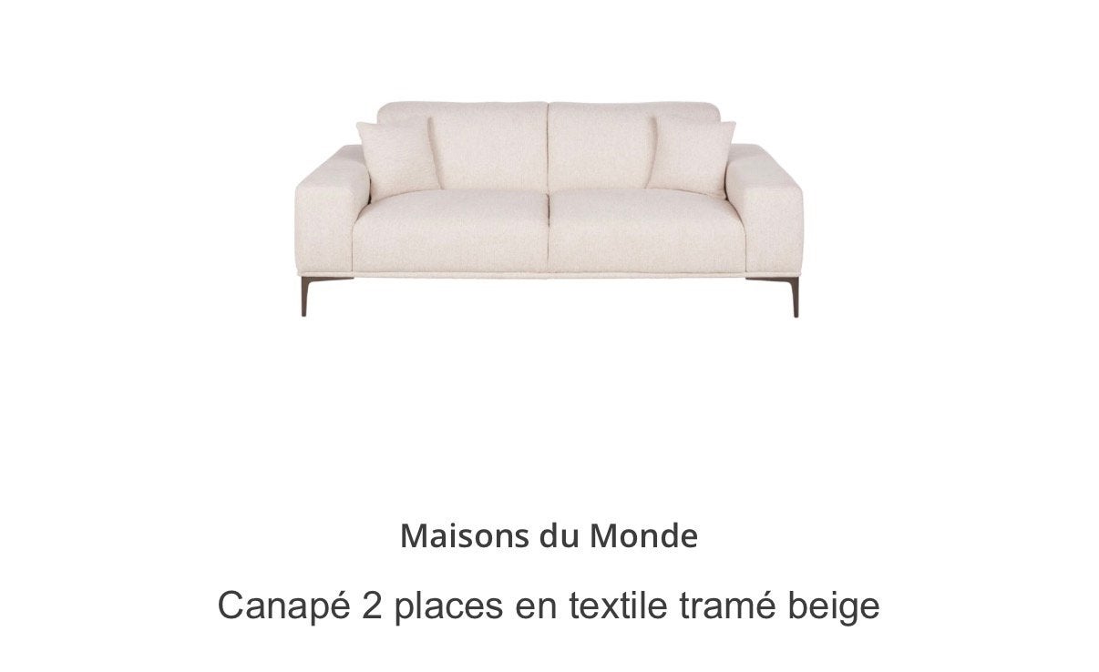 Canapé Tokyo maison du monde 2 places comme neuf, 75 à 100 cm, 200 à 250 cm, Banc droit, Comme neuf