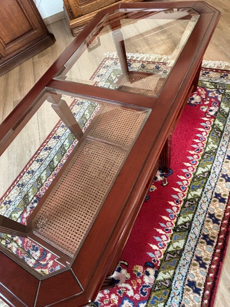 Salontafel woonkamer met glas, Huis en Inrichting, Ophalen, Gebruikt, 100 tot 150 cm, 50 tot 100 cm