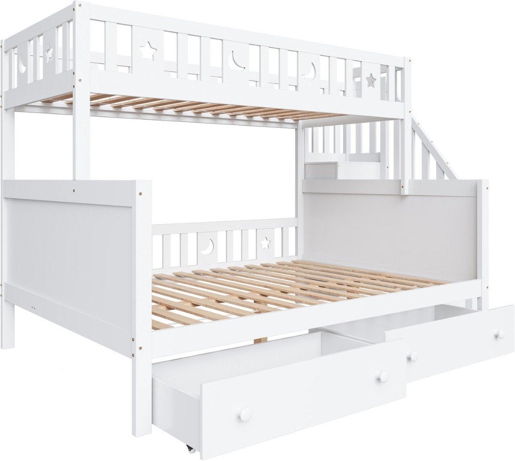 Nouveau lit superposé - 140x200 + 90x200 cm - blanc, Neuf, 140 cm, Enlèvement, Lits superposés