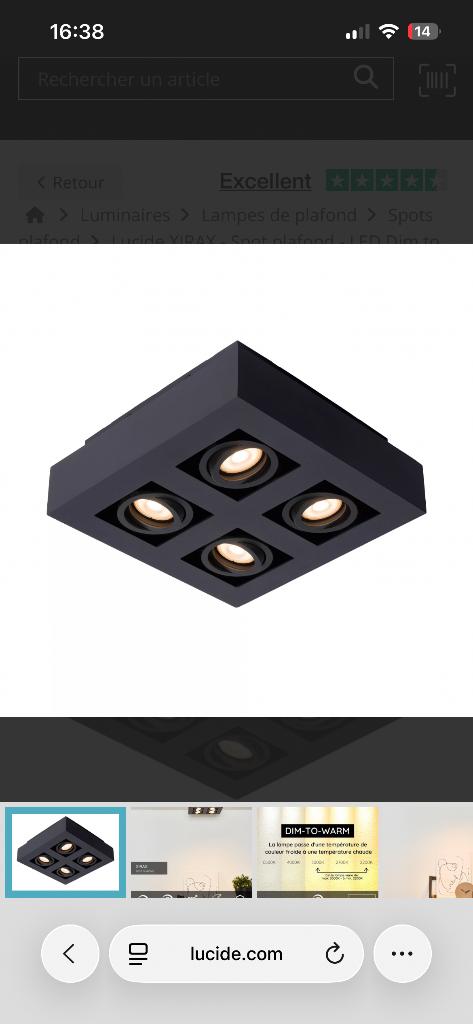 Plafonnier luminaires Lucide, Ophalen, Zo goed als nieuw, Metaal, Contemporain