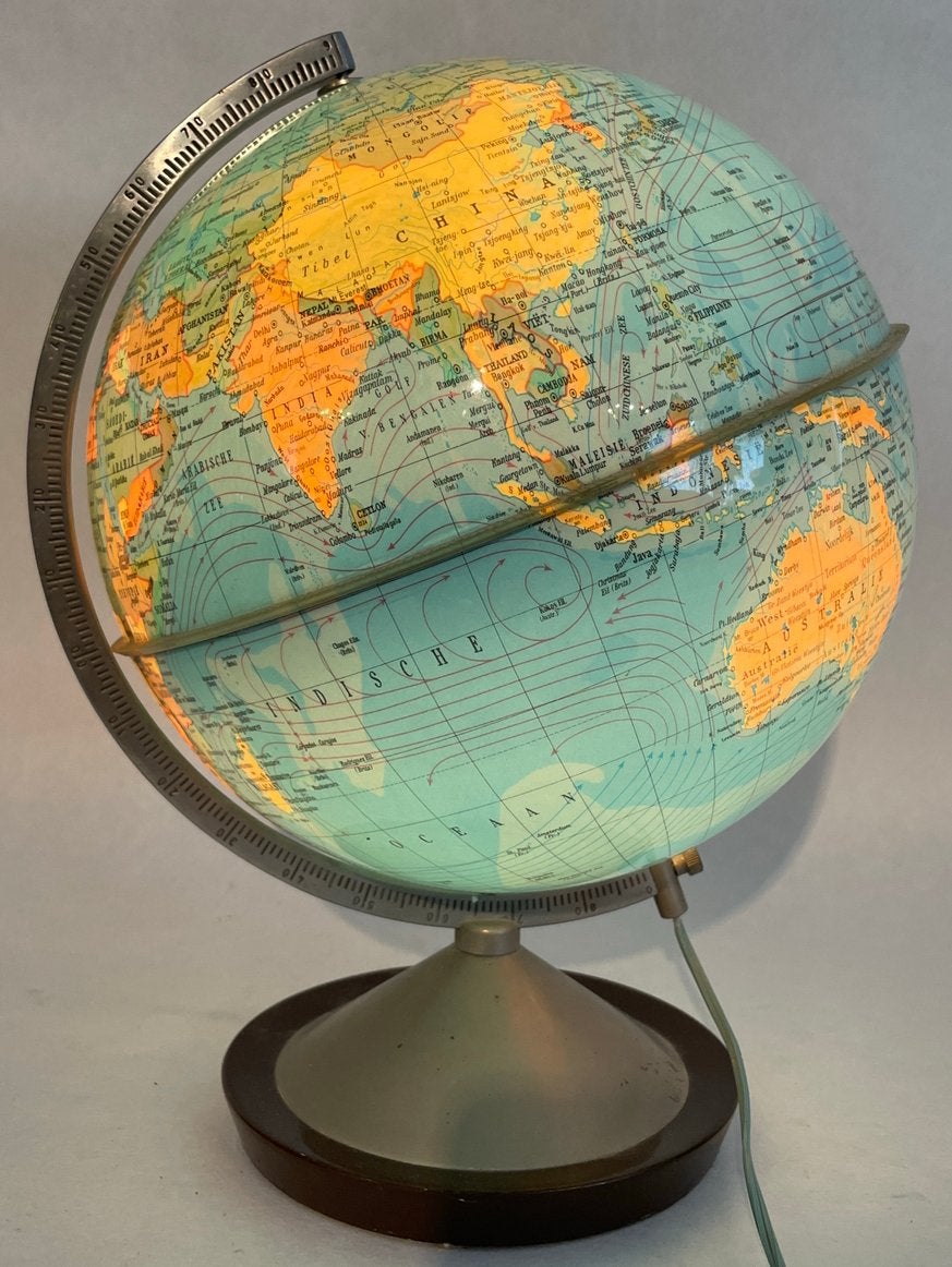 Vintage verlichte wereldbol 1966, Ophalen, Kunststof, 30 cm, Verlicht