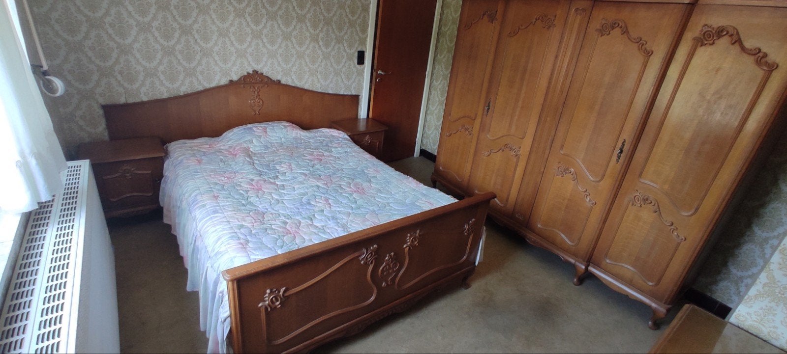 2 persoonsslaapkamer + kleerkast  jaren 60., Huis en Inrichting, Slaapkamer | Bedden, Ophalen