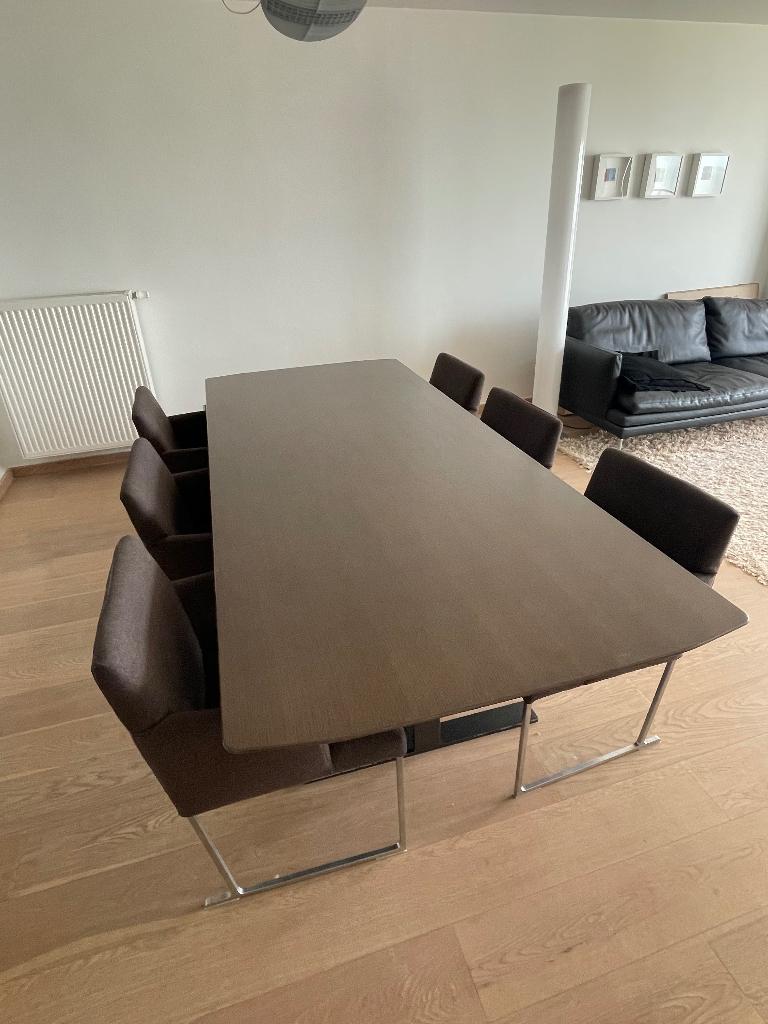 B&B Italia eiken eettafel “Eileen “+ 6 stoelen “Solo S58”, Huis en Inrichting, Tafels | Eettafels, Ophalen, Eikenhout, 200 cm of meer