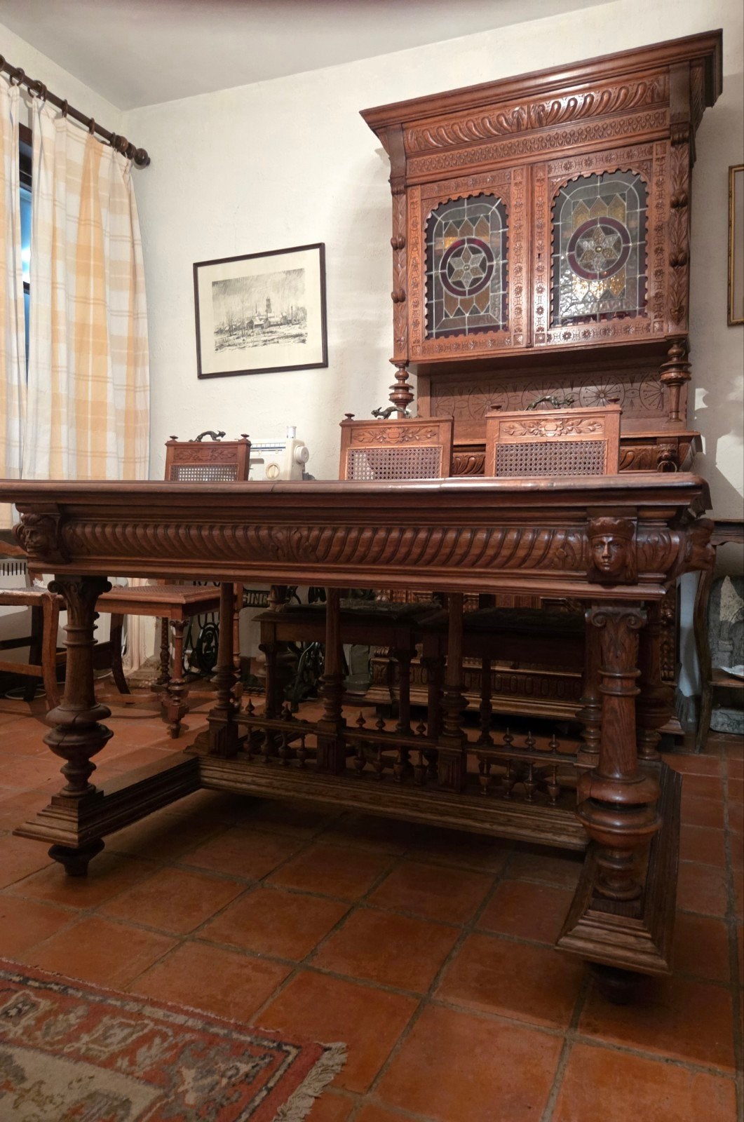 Table et chaises en chêne de Malines - bon état, Antiquités & Art, Antiquités | Meubles | Tables, Enlèvement