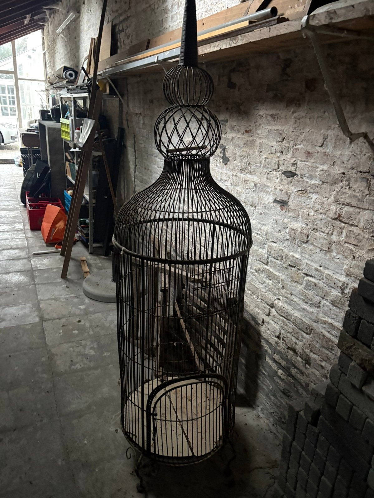 Antieke smeedijzeren vogelkooi, Enlèvement, Comme neuf