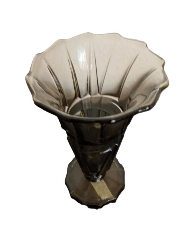 Vintage vaas in rookglas., Huis en Inrichting, Woonaccessoires | Vazen, Ophalen of Verzenden, Zo goed als nieuw, Glas, 28 cm